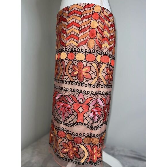 ECI New York Women’s All Over Embroidery Midi Length Skirt 10 - Picture 5 of 7